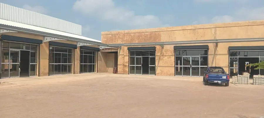 Shopping centre units secured with roller shutter doors